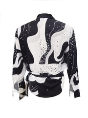 Colorblock Star Print Long Sleeve Blouse