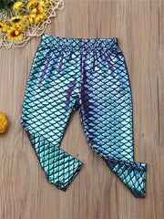 Toddler Girls Fish Scale Graphic Leggings Slim Pants