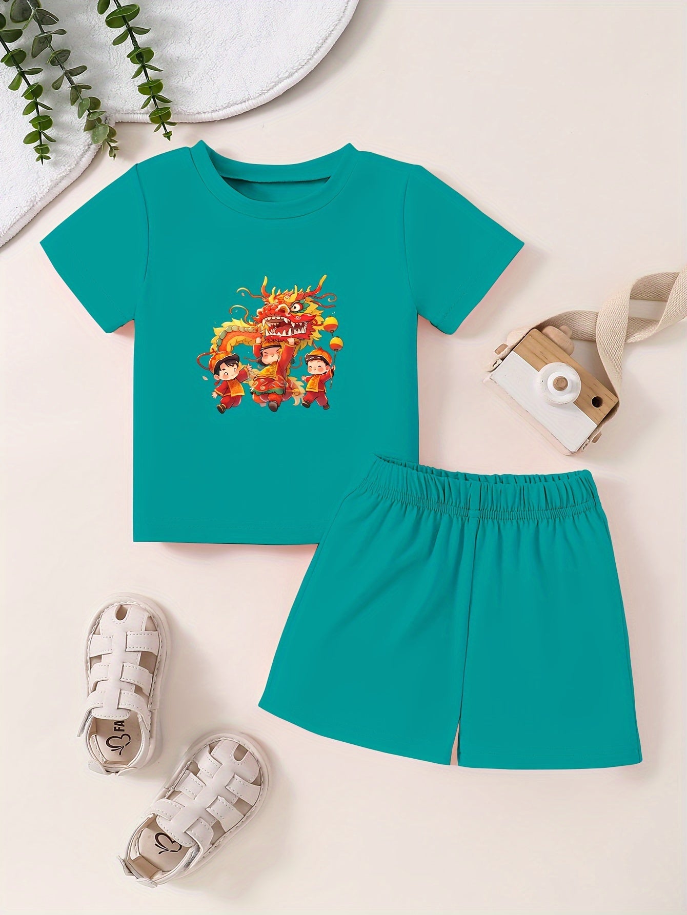 Toddler Kid 2pcs Bottoming Set Short Sleeve T shirt & Matching Shorts