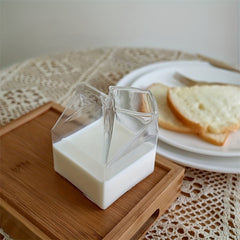 Hand Blown Clear Glass Box Mini Milk Carton Creamer Cup Mug