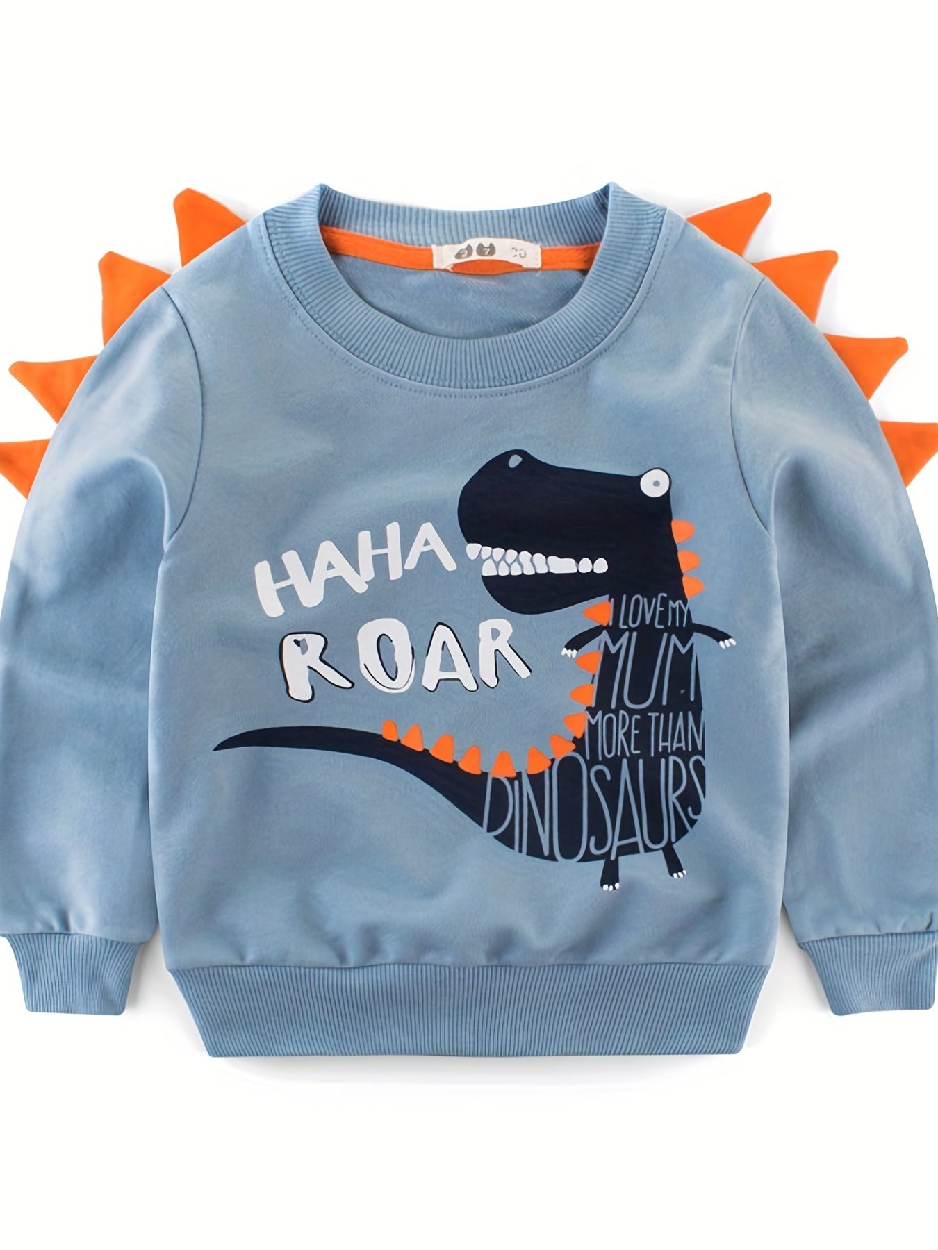 Dino Croc Print Crew Neck Sweatshirt for Boys
