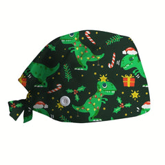 Cartoon Print Working Hat Casual Elastic Nurse Hat Women Scrub Cap
