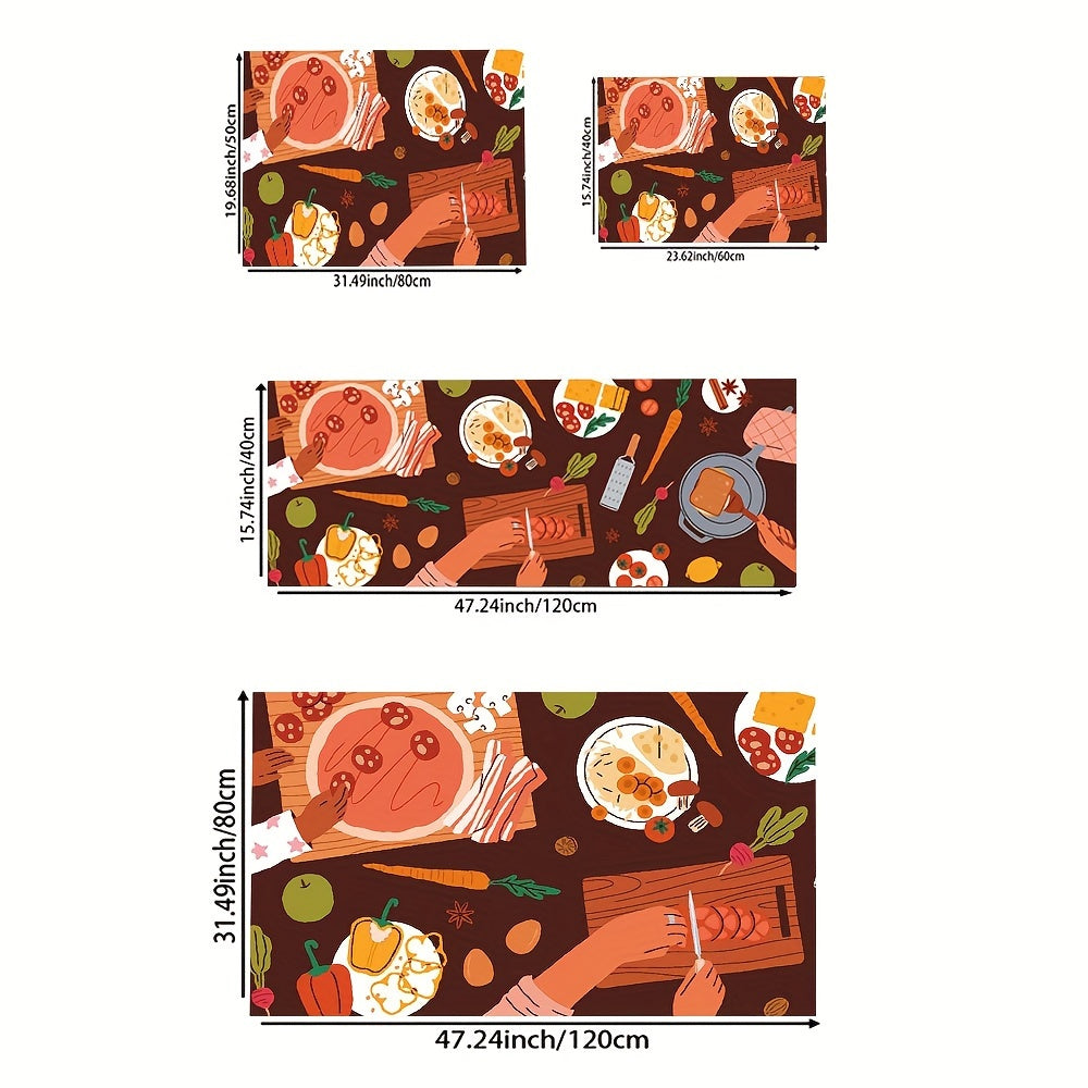 Cartoon Kitchen Mat Food Pattern Rug