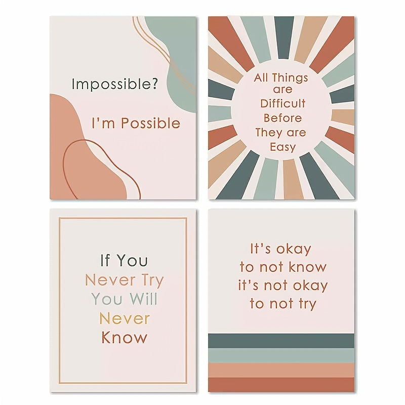 4pcs Boho Classroom Decor Posters Motivational Quote Prints Teacher 20x25 UNFRAM