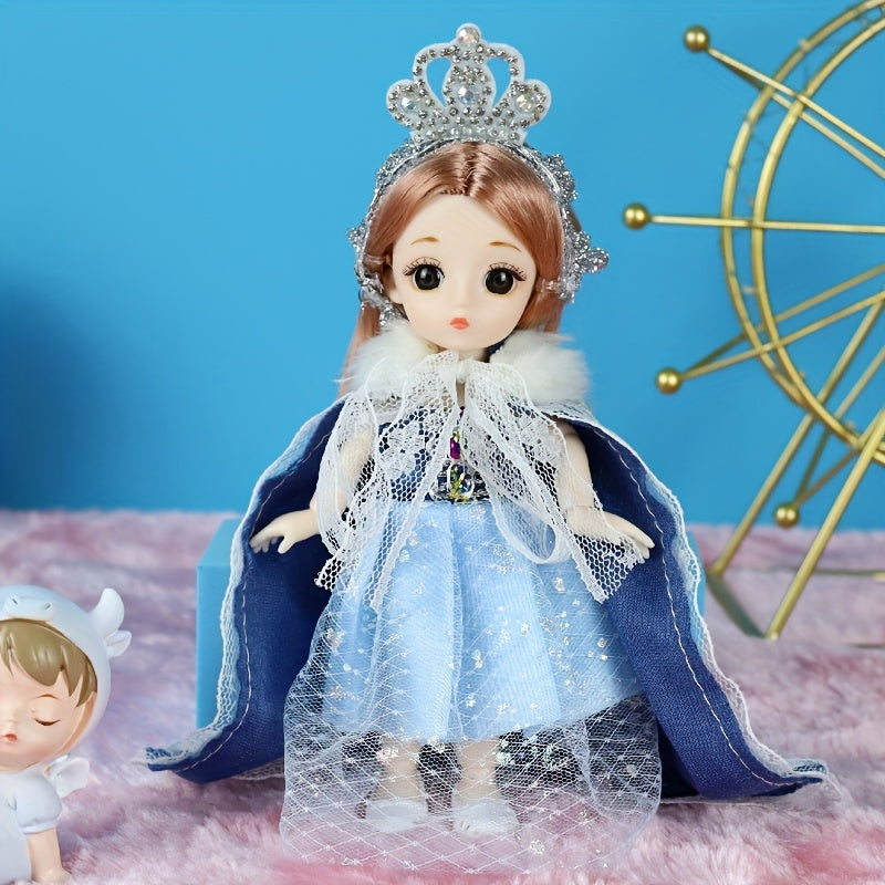 6.69in Snow Princess Doll for Girls - Decorations Gift Doll Clothes Headwear