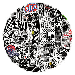 55pcs Ska Stickers Checkered Flags Music Skate Shoes Designs PVC Decals