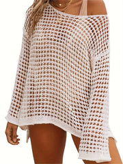 Sexy Cover Up Women's Plus Hollow Out Bell Sleeve