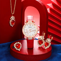 5pcs Love Wings Leather Quartz Watch Set