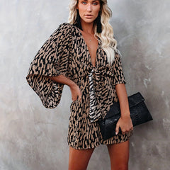 Plunging Loose Summer Romper Women's Clothing