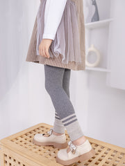 Girls Block Elastic Leggings Soft Comfortable Knit Pants Kids Clothes