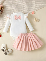 Toddler Baby Girls Romper & Pleated Skirt 2pcs Set