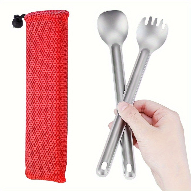 Titanium Long Handle Spork Set for Camping Picnic Hiking