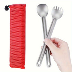 Titanium Long Handle Spork Set for Camping Picnic Hiking