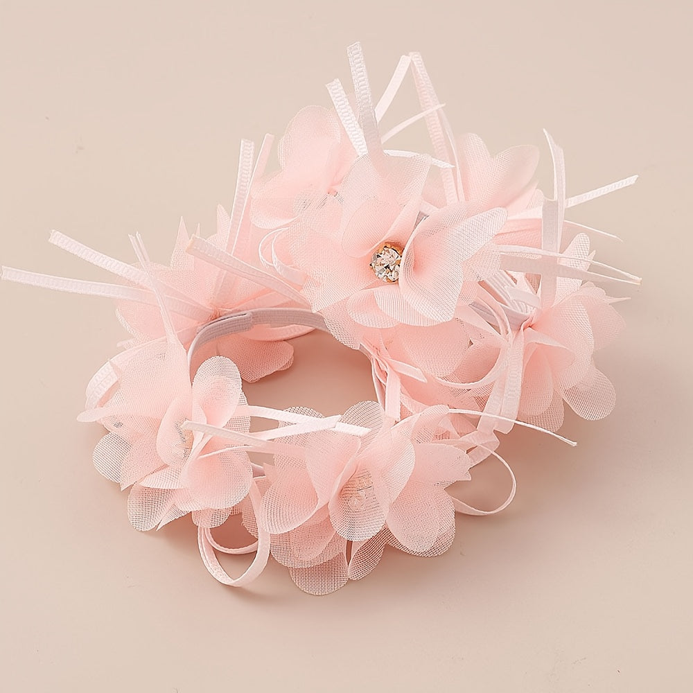 2pcs Girls Flowers Hair Tie Ponytail Holders