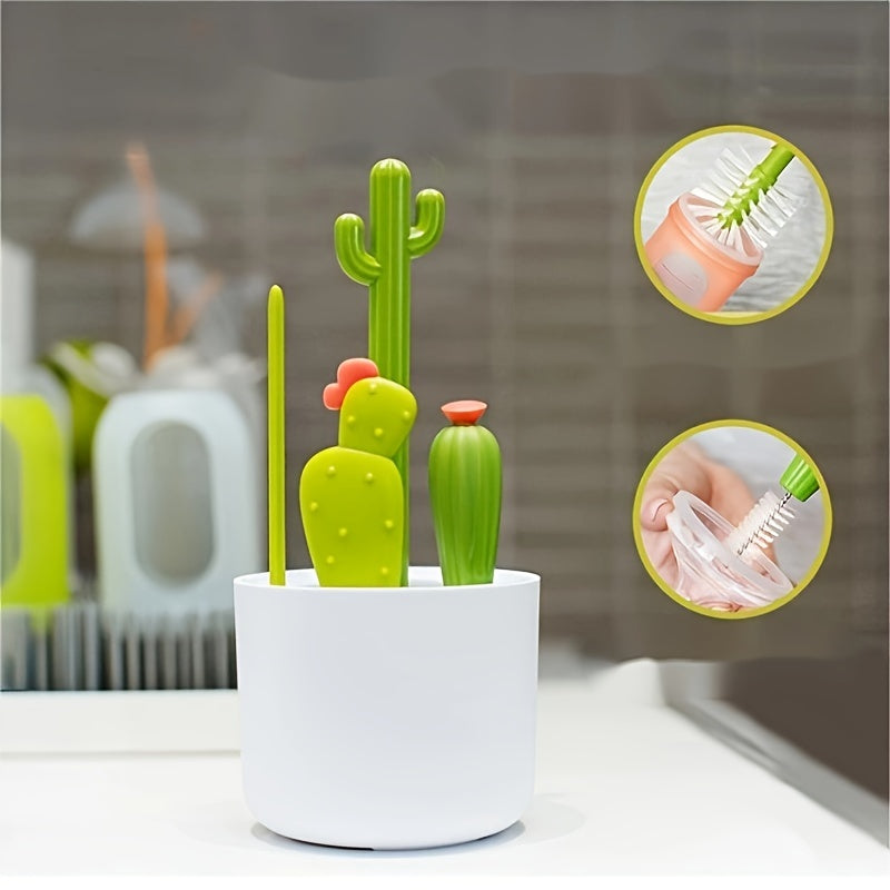 4pcs Cactus Straw Brush Set Cup Straw Cleaning Brush