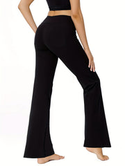 High Waist Bell Bottom Pants Stretchy Slim Fitting Yoga Fitness Dance Flared