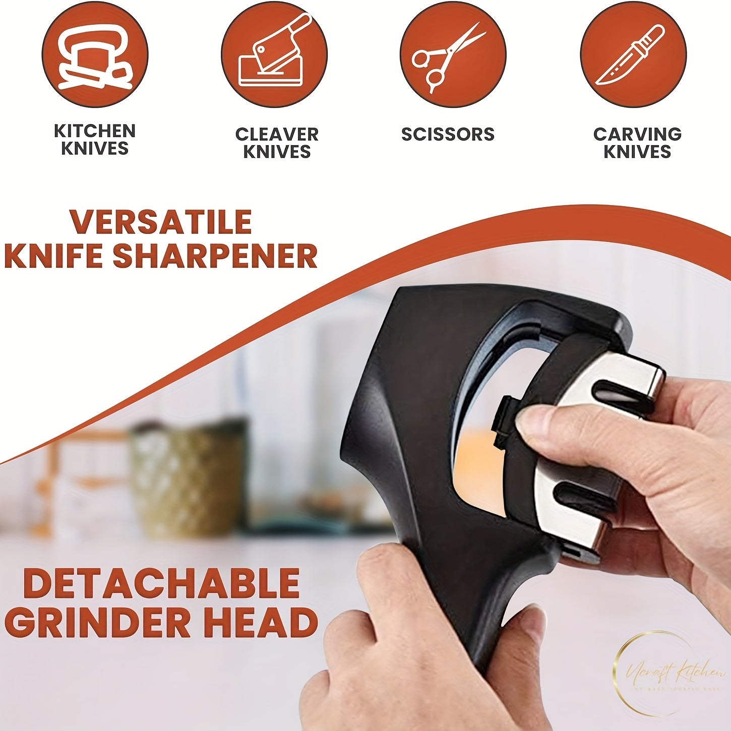 Portable 3 Section Kitchen Scissor Sharpener for Outdoor Camping Cooking