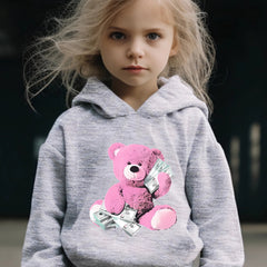 Sweet Bear Print 2pcs Girls Outfits for Sports Spring Fall Outdoor Gift