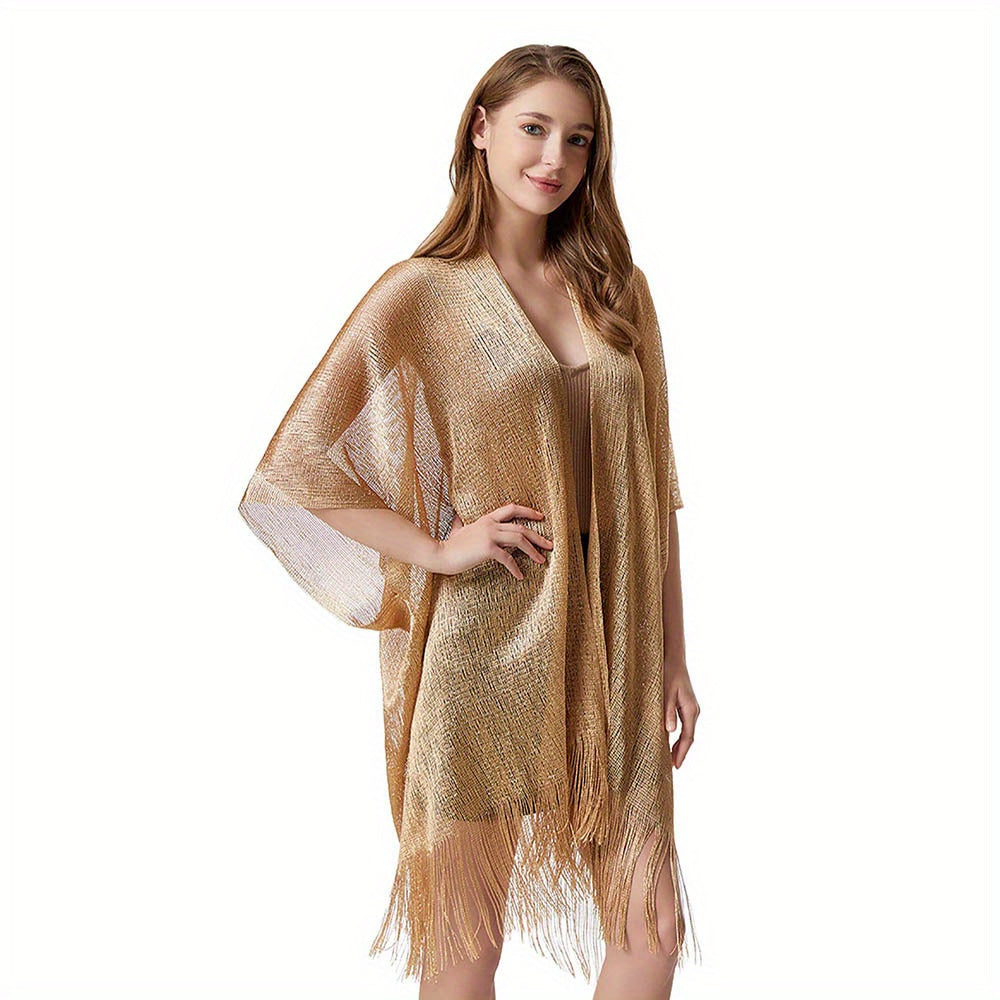 Bright Tassel Cape Thin Shawl for Women