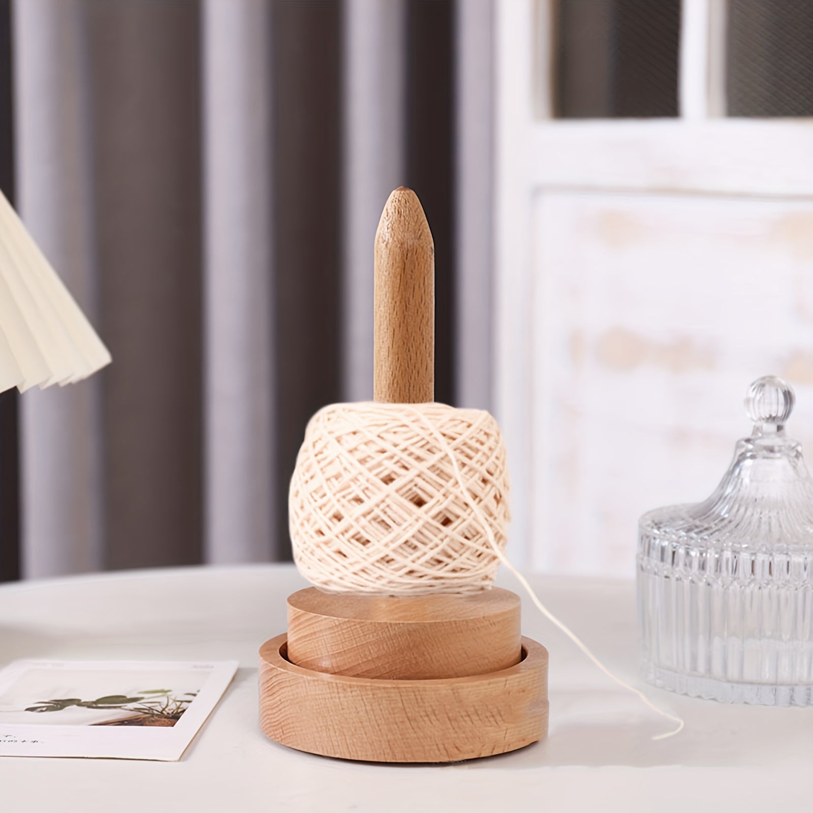 Wood Yarn Holder Knit Spinning Yarn Thread Stand Dispenser
