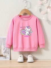 Adorable Unicorn Graphic Crew Neck Long Sleeve Sweatshirt for Kids