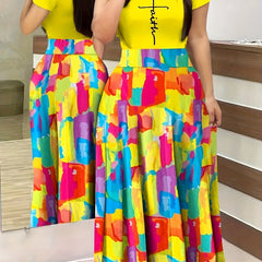 Casual Dress Women's Plus Letter & Painting Print Maxi Dress