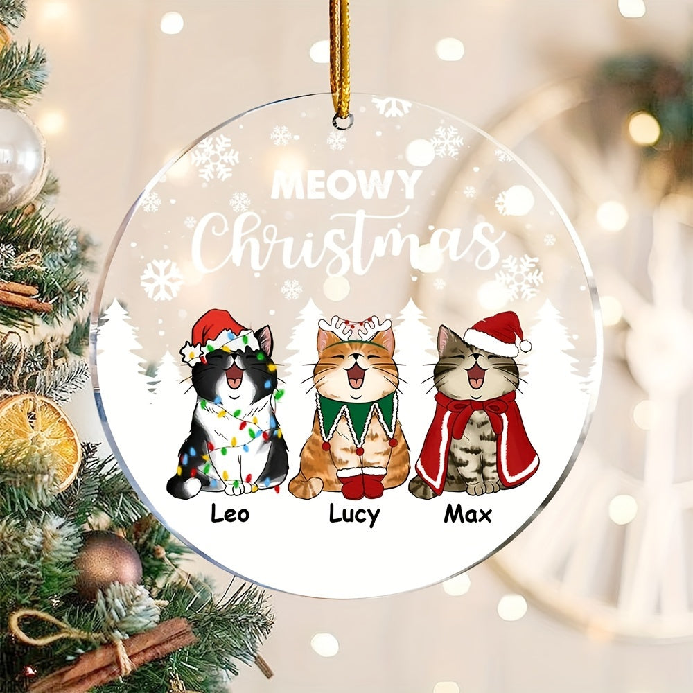 Acrylic Three Cats Christmas Tree Ornament Pendant