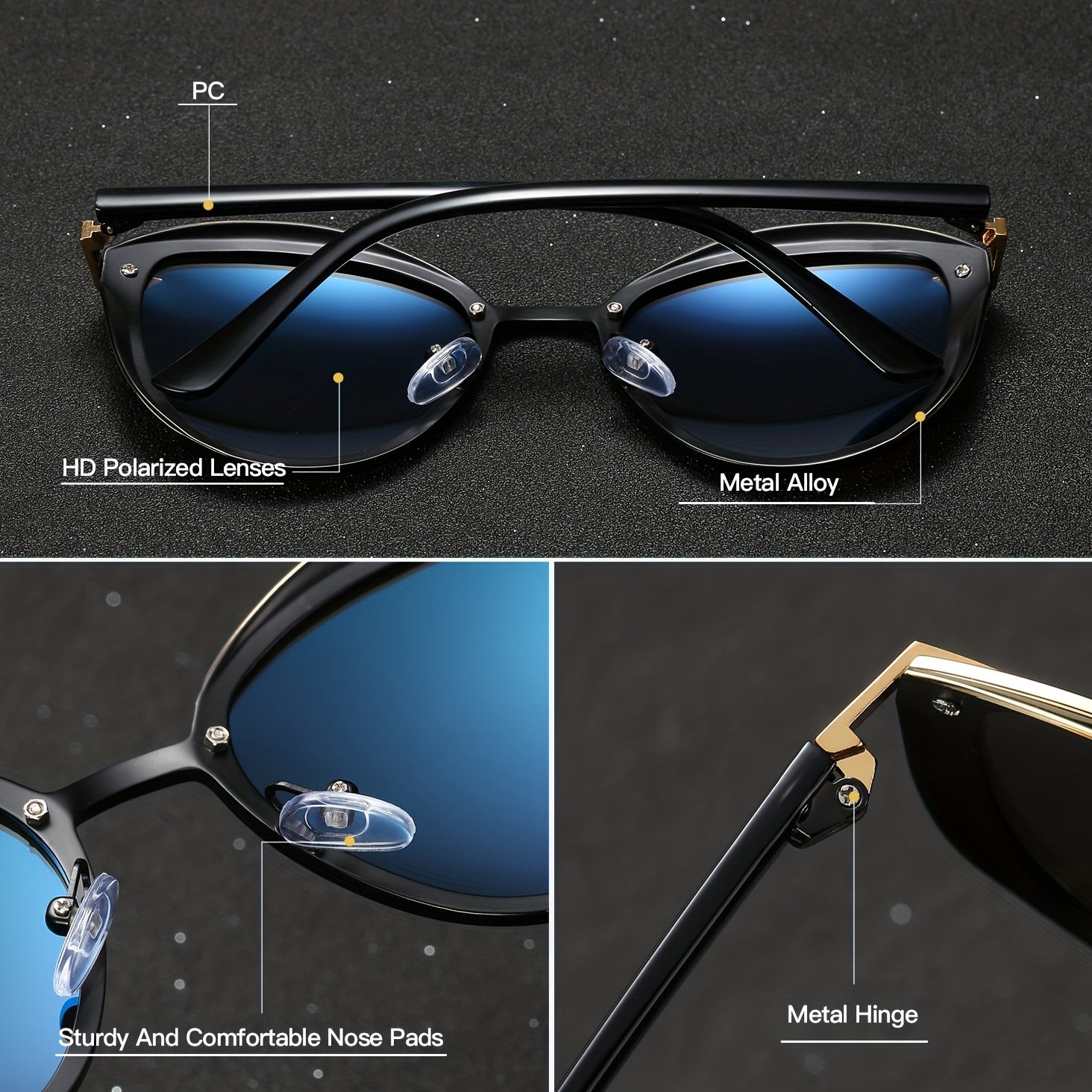 RoyalHot Polarized Oval Frame Sunglasses Driving Sun Glasses Shades