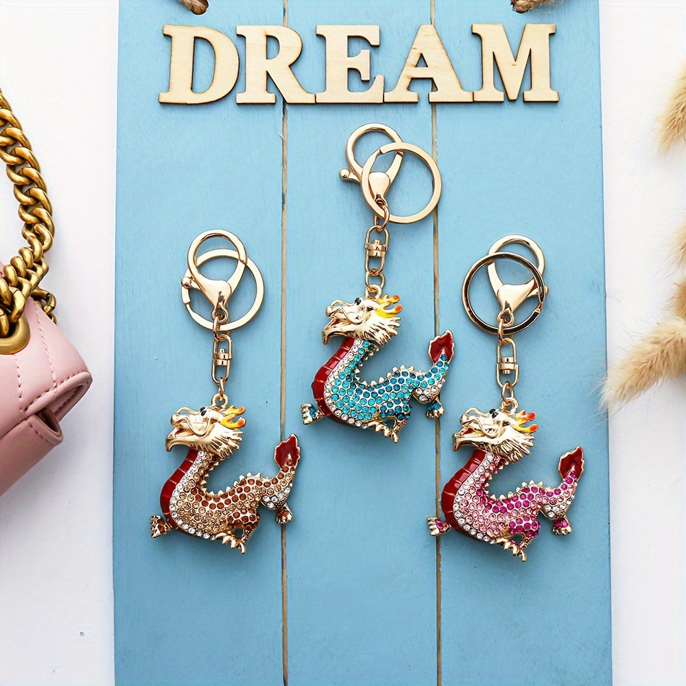 Chinese Zodiac Dragon Keychain Pendant for Keys Bags Wallets