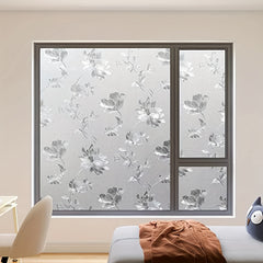 Hibiscus Flower Glass Window Film Privacy Heat Control Decorative
