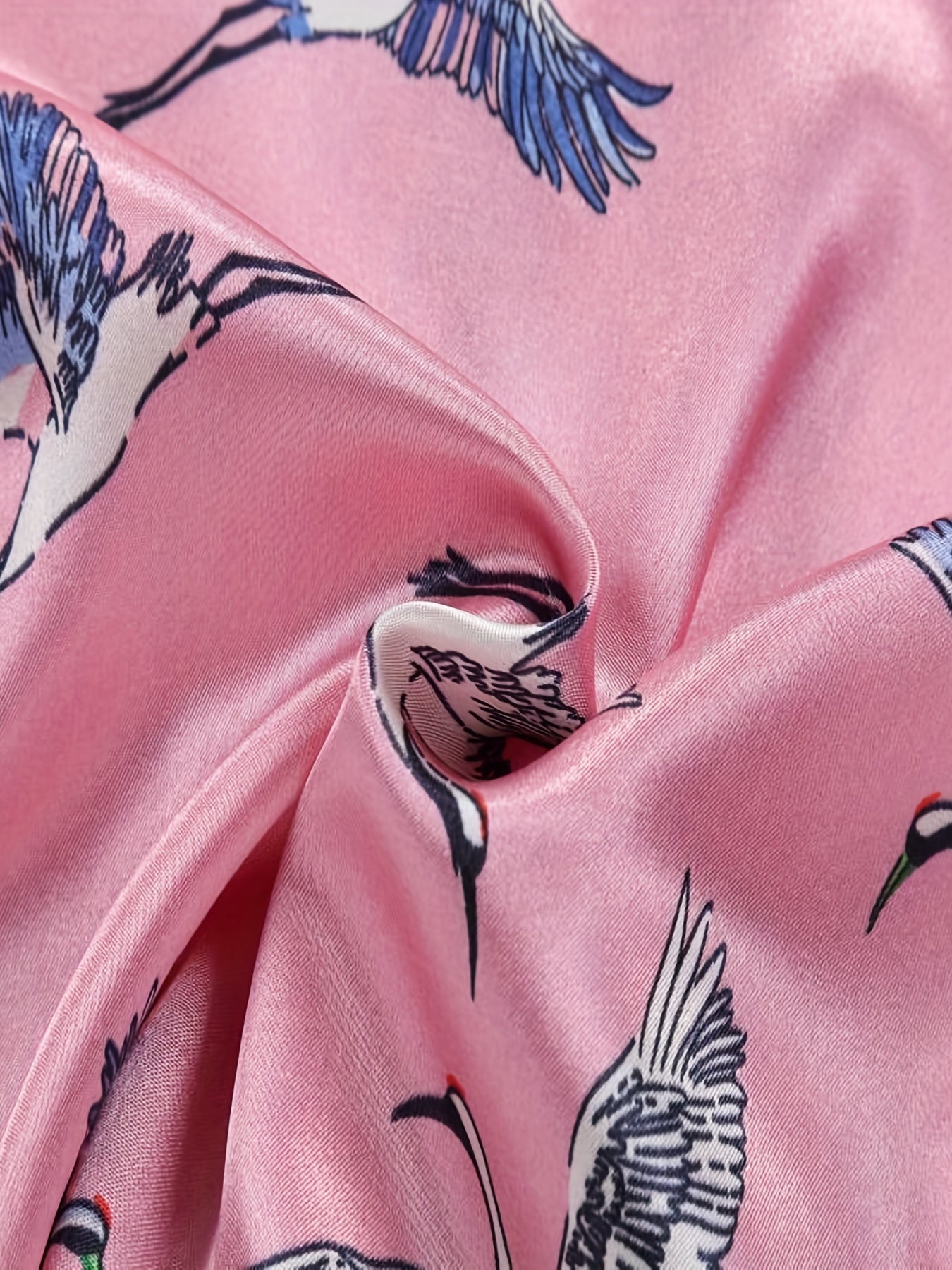Kids Satin Pajamas Set Cartoon Birds Patterns Short Sleeve Nightwear