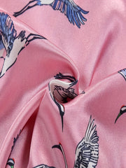 Kids Satin Pajamas Set Cartoon Birds Patterns Short Sleeve Nightwear