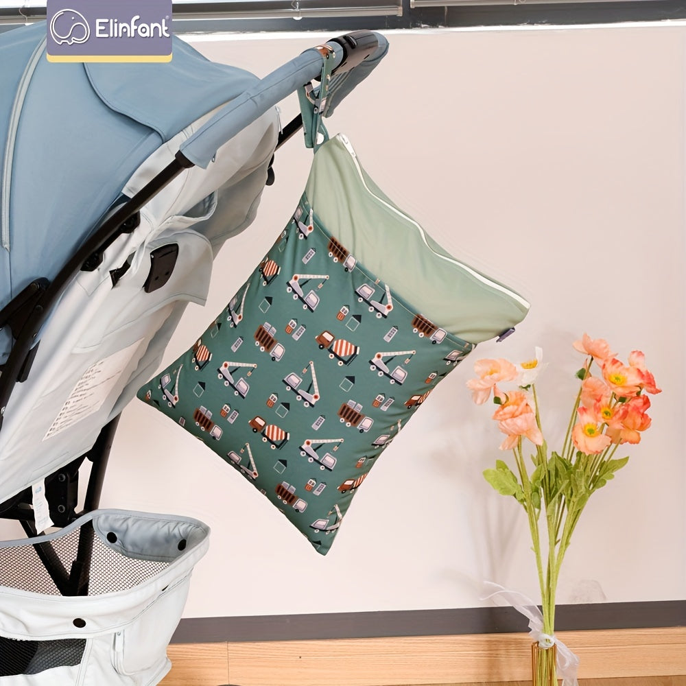 Printed Double Zipper Waterproof Diaper Bag - 30/40 Diaper Storage Bag