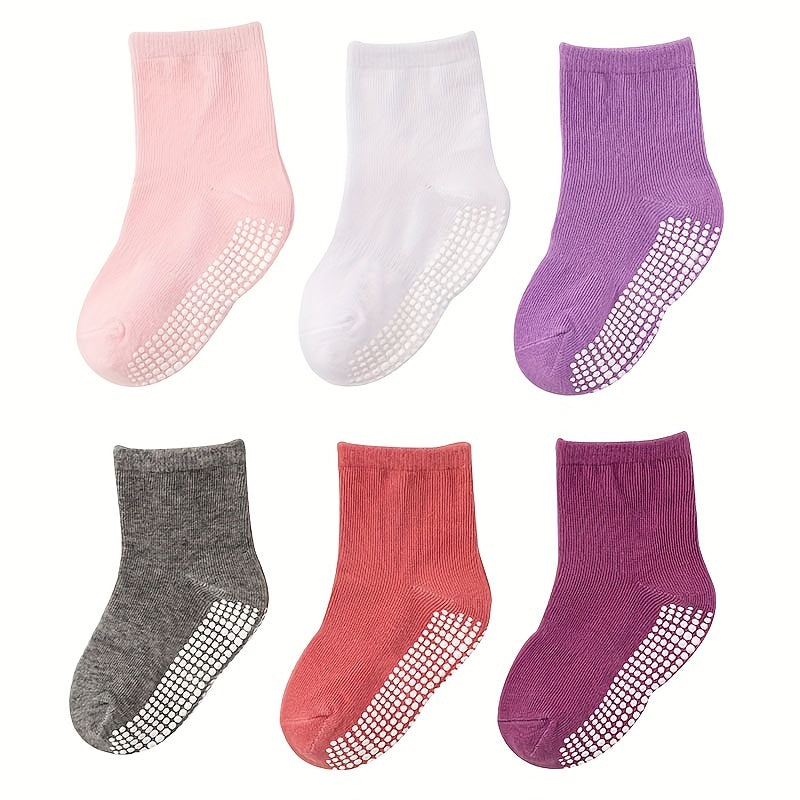 6 Pairs Baby Non-slip Toddler Socks Girls Anti-skid Cotton Sock