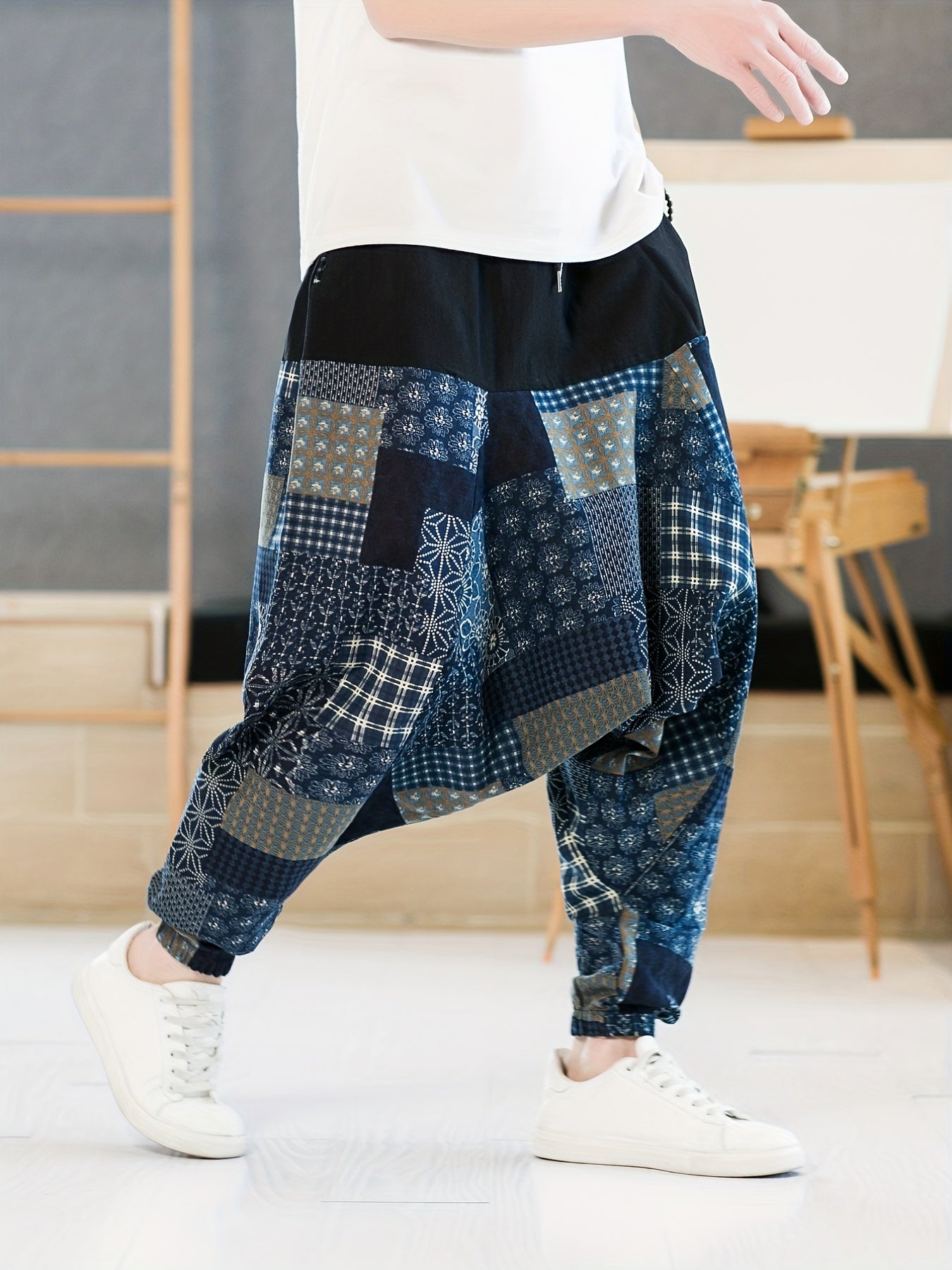Men's Block Loose Harem Pants