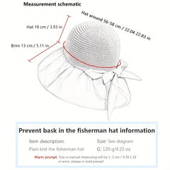 Crochet Sun Hat Wide Brim UV Protection Bucket Hat