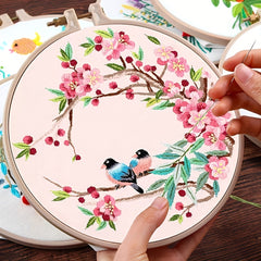 Birds Pattern Embroidery Starter Kit for Beginners
