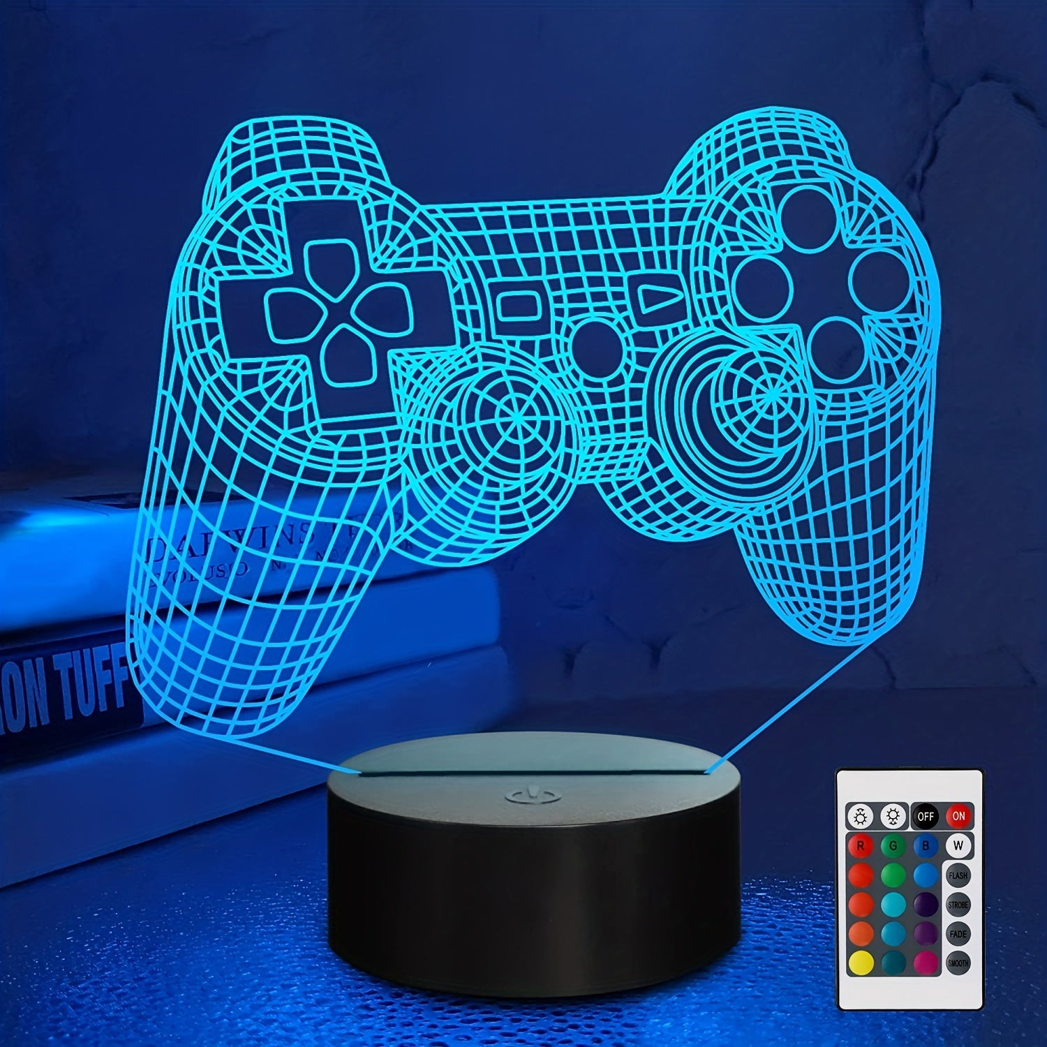 3D Gamepad Lamp Night Light 16 Colors Changing Remote Gamer Gift Kids Bedroom