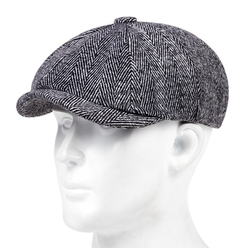 Men's Striped Newsboy Cap Classic Beret Hat