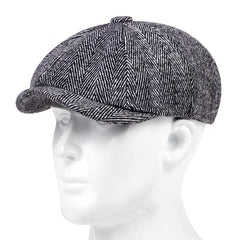 Men's Striped Newsboy Cap Classic Beret Hat