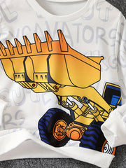 Cartoon Construction Car 3D Print Boys Sweatshirt