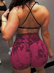 Tie Dye Quick Dry High Waist Yoga Shorts