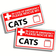 4pcs Kitten & Puppy Rescue Stickers Emergency First Aid Firefighting Pet