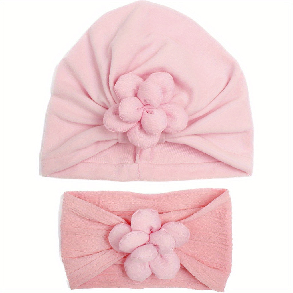 Breathable Infant Hat And Headband Set For Newborns