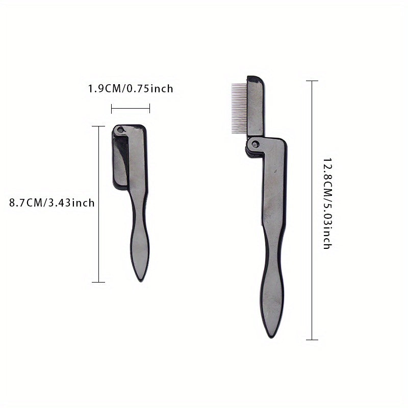 Portable Folding Eyelash Comb Stainless Steel Teeth Mini Metal Eyebrow Comb