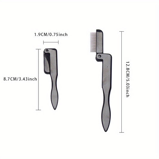 Portable Folding Eyelash Comb Stainless Steel Teeth Mini Metal Eyebrow Comb