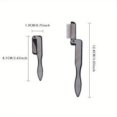 Portable Folding Eyelash Comb Stainless Steel Teeth Mini Metal Eyebrow Comb