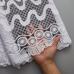 1pc African Lace Fabric French Mesh Milk Silk Tulle Sequins Fabric 4.57m