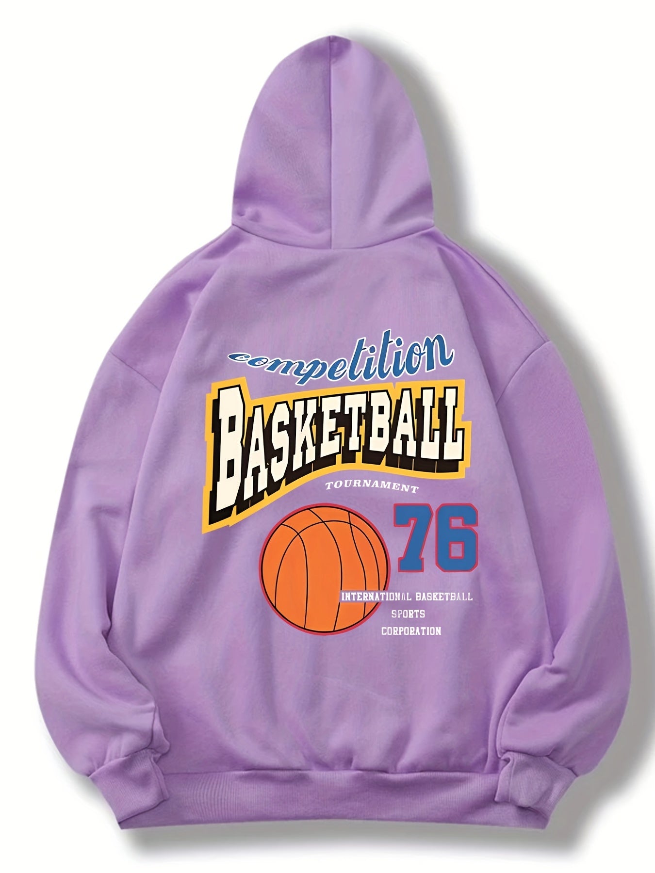 Basketball Print Kangaroo Pocket Hoodie Women's Sweatshirt