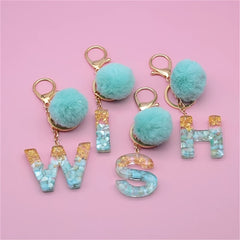 Glitter Resin Initial Letter Keychain English Alphabet Keyring